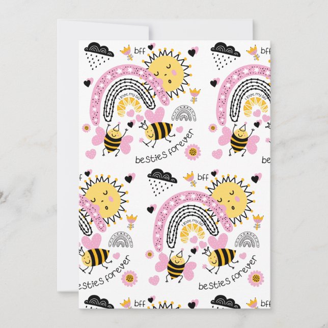 Queen Bees Best Friends for Cute BFF Girls Inbjudningar (Framsida)