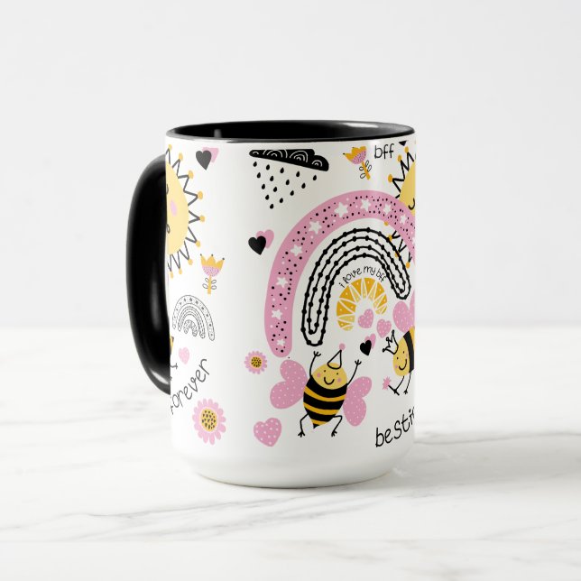 Queen Bees Best Friends for Cute BFF Girls Mugg (Framsida vänster)