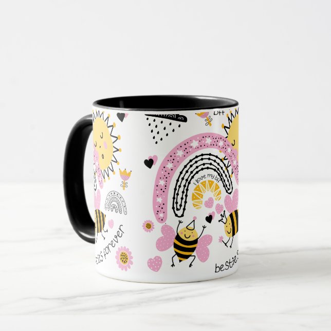 Queen Bees Best Friends for Cute BFF Girls Mugg (Framsida vänster)