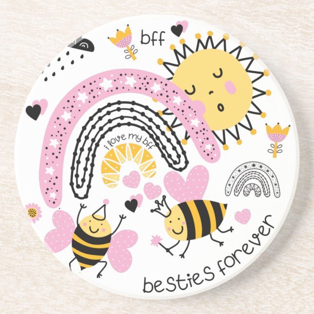 Queen Bees Best Friends for Cute BFF Girls Underlägg (Framsidan)