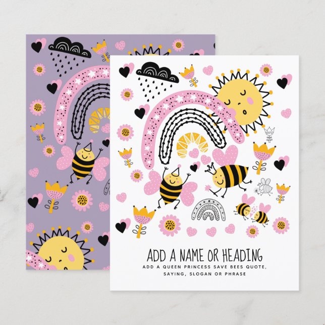 Queen BEES Cute BFF, Flicka, Girly Gifts Rosa (Fram/baksida)