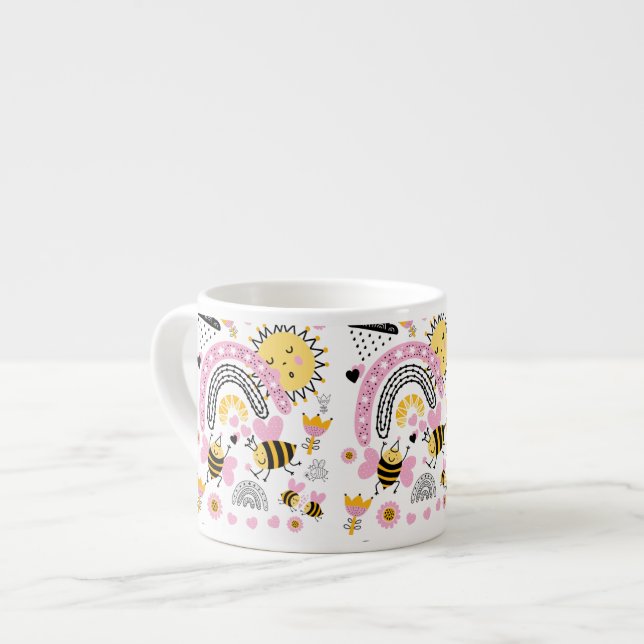 Queen BEES Cute BFF, Flicka, Girly Gifts Rosa Espressomugg (Framsida vänster)