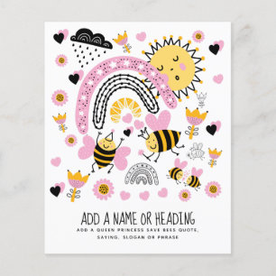 Queen BEES Cute BFF, Flicka, Girly Gifts Rosa Flygblad