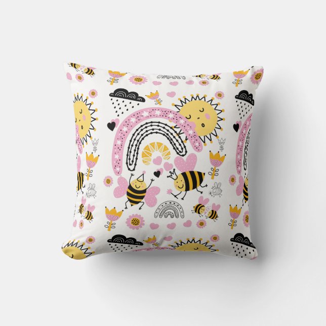 Queen BEES Cute BFF, Flicka, Girly Gifts Rosa Kudde (Framsida)