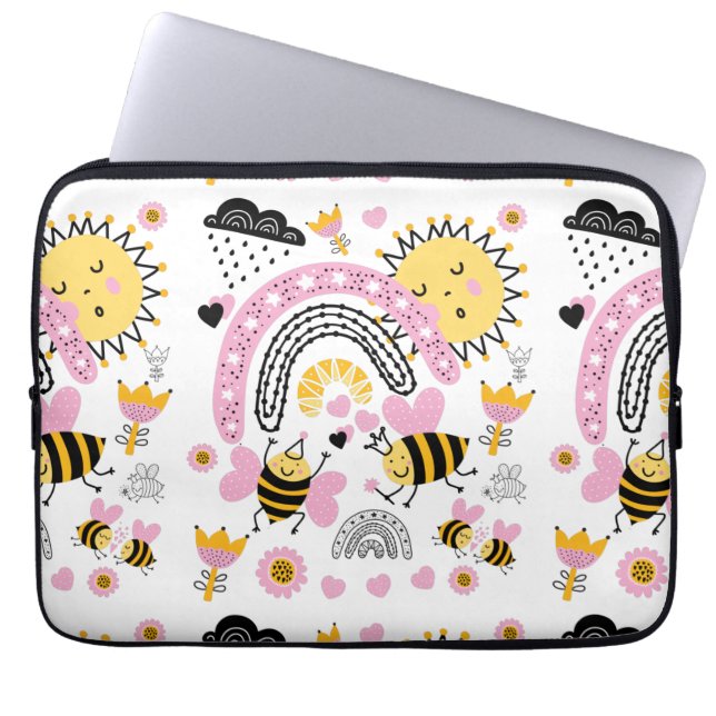 Queen BEES Cute BFF, Flicka, Girly Gifts Rosa Laptop Fodral (Framsidan)