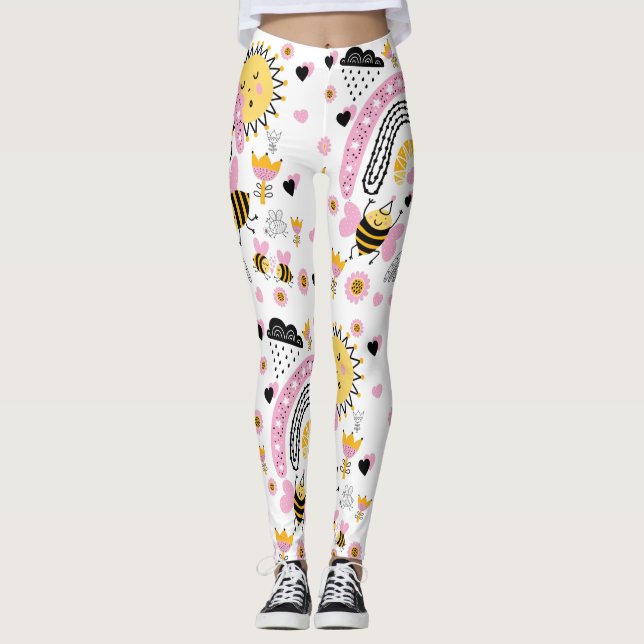 Queen BEES Cute BFF, Flicka, Girly Gifts Rosa Leggings (Framsida)