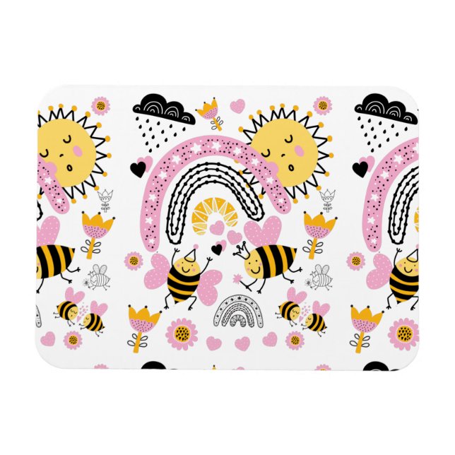 Queen BEES Cute BFF, Flicka, Girly Gifts Rosa Magnet (Horisontell)