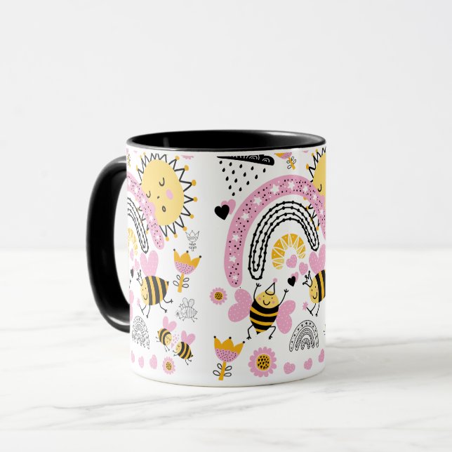 Queen BEES Cute BFF, Flicka, Girly Gifts Rosa Mugg (Framsida vänster)