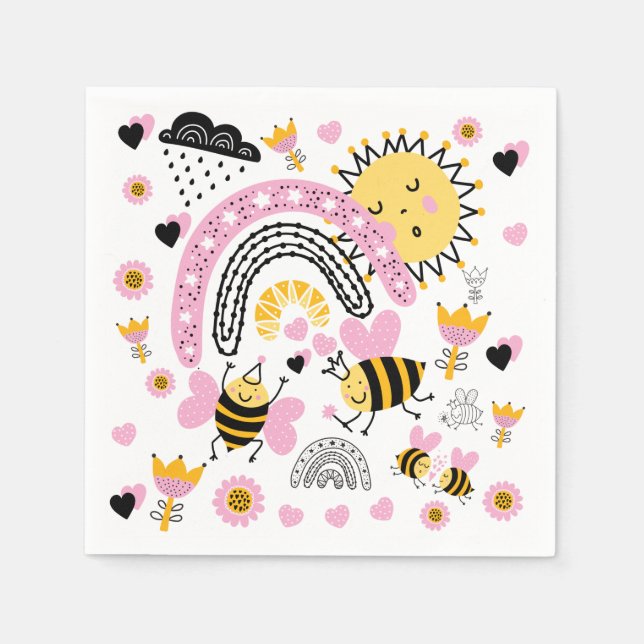 Queen BEES Cute BFF, Flicka, Girly Gifts Rosa Pappersservett (Framsidan)