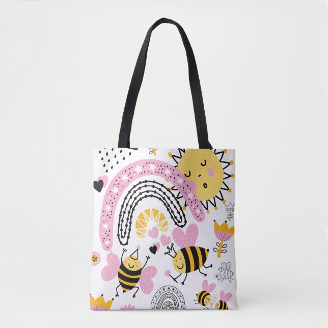 Queen BEES Cute BFF, Flicka, Girly Gifts Rosa Tygkasse (Framsida)