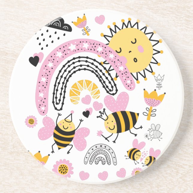 Queen BEES Cute BFF, Flicka, Girly Gifts Rosa Underlägg (Framsidan)