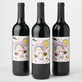 Queen BEES Cute BFF, Flicka, Girly Gifts Rosa Vinflaska Etikett