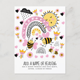 Queen BEES Cute BFF, Flicka, Girly Gifts Rosa Vykort