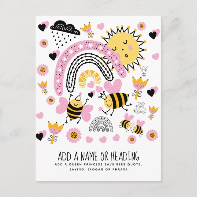 Queen BEES Cute BFF, Flicka, Girly Gifts Rosa Vykort (Framsida)