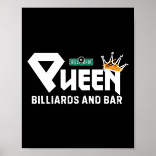 Queen Billiards och Pub Vintage Bassäng Player Fun Poster