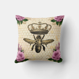 Queen bin med Rosa Blommigtar Kudde