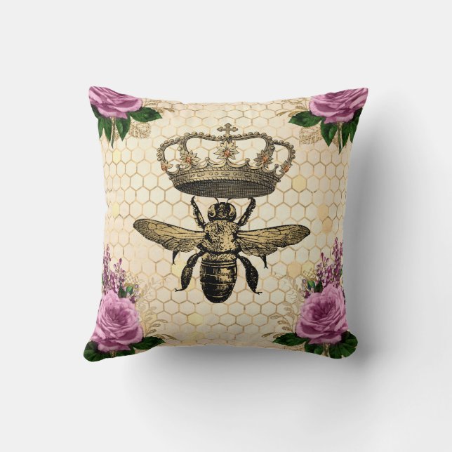 Queen bin med Rosa Blommigtar Kudde (Baksida)