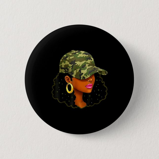 Queen Black Woman With Camo Cap Locs African Ameri Knapp (Framsida)
