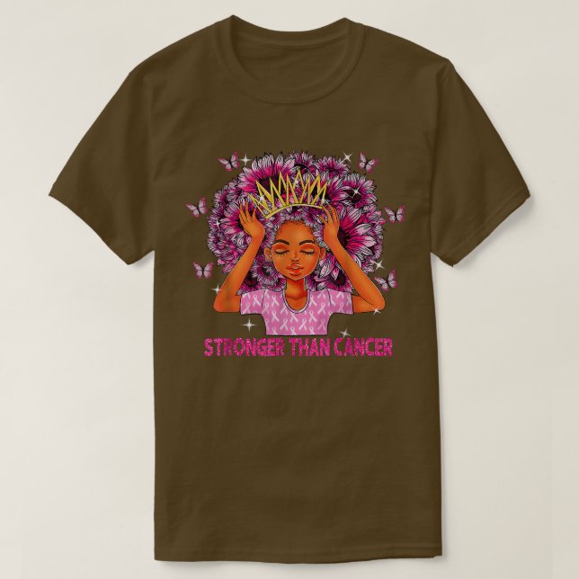 Queen Black Women Stronger Than Breast Cancer Pink T Shirt (Design framsida)
