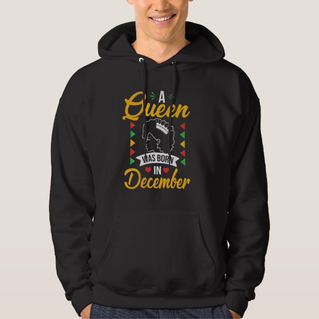 Queen Born December Dashiki Afrika Färg jul Hoodie (Framsida)