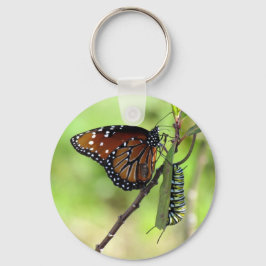 Queen Butterfly och Monarch Catercolumn - Keychain Nyckelring
