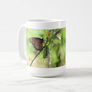 Queen Butterfly och Monarch Caterpelare Mugg