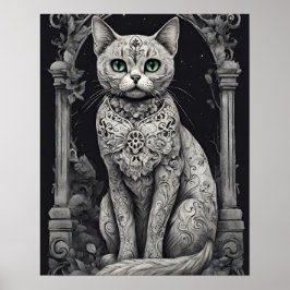 Queen Cat - Dia de Los Muertos, Sugar Skull Stil Poster