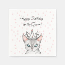 Queen Cat med en tiara Birthday Napkins