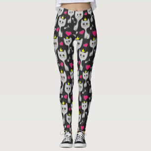 Queen Cat Mönster Leggings