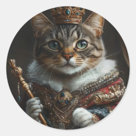 Queen Cat Sticker - Realistisk och Fullt av attity Runt Klistermärke