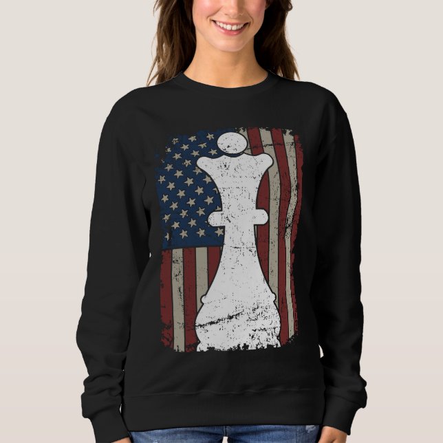 Queen Chess Piece USA Flag  Girl Ladies Womens Che T Shirt (Framsida)