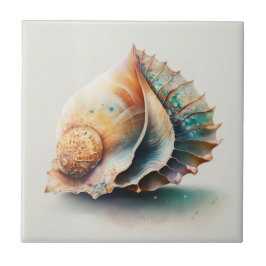 Queen Conch Snäcka, Watercolor, Ceramic Tile Kakelplatta