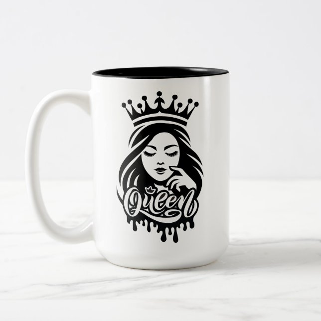 Queen Design – Elegant Royal Crown Två-Tonad Mugg (Vänster)
