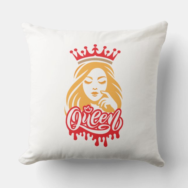 Queen Design – Elegant Royal Crown Typography for  Kudde (Framsida)