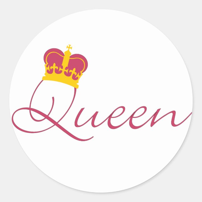 Queen Design Runt Klistermärke (Framsida)