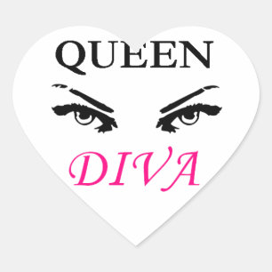Queen Diva black & rosa logotyp with feminine ögon Hjärtformat Klistermärke