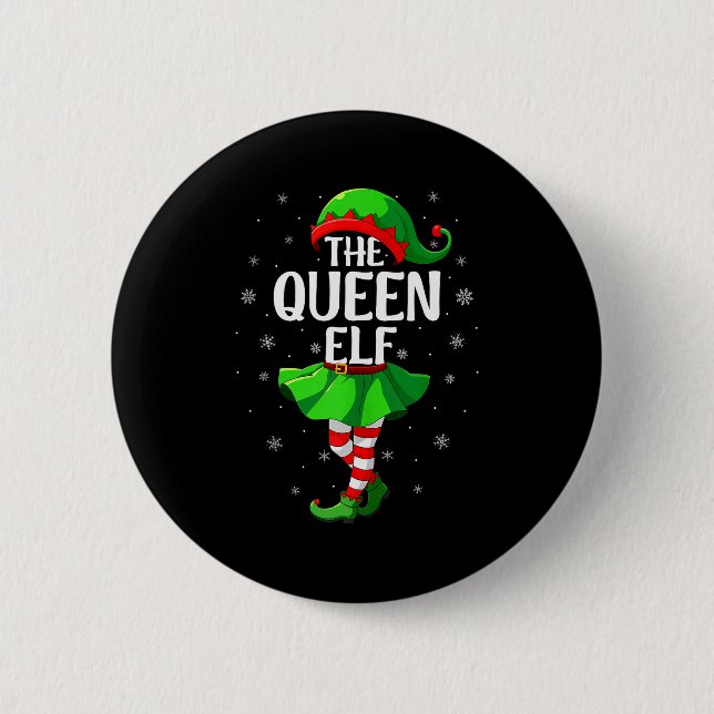 Queen Elf Christmas Girls Women Elf Squad Xmas Fam Knapp (Framsida)