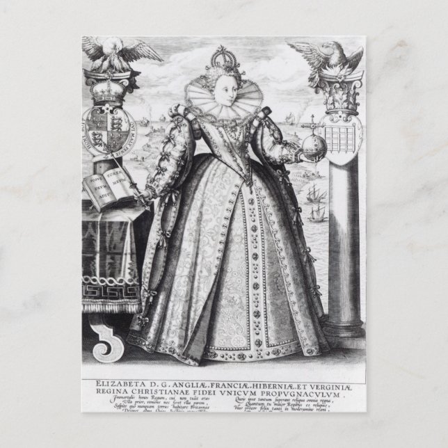 Queen Elizabeth I 1596 Vykort (Framsida)