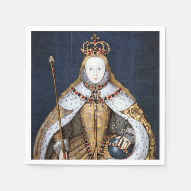 Queen Elizabeth I av England i Coronation Robe Pappersservett (Framsidan)