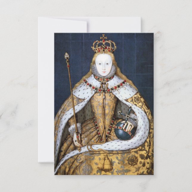 Queen Elizabeth I av England i Coronation Robe Tack Kort (Framsida)