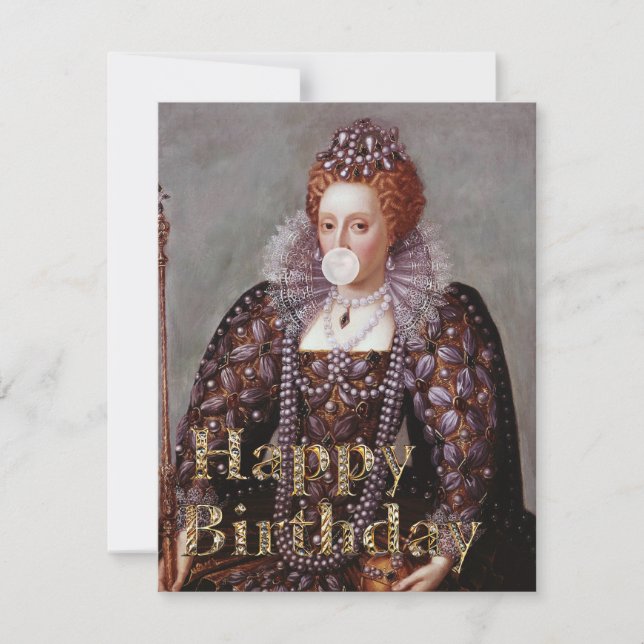 Queen Elizabeth I bubbelgum Grattis på födelsedage (Framsida)