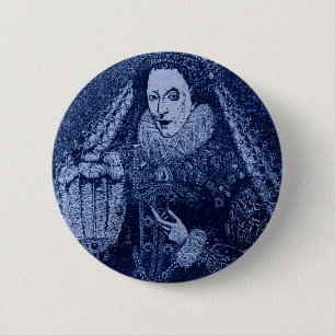 Queen Elizabeth I i blått Knapp
