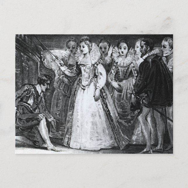 Queen Elizabeth I Knighting Francis Drake Vykort (Framsida)