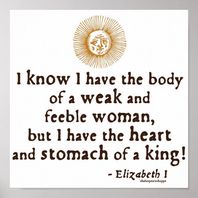 Queen Elizabeth I Tilbury Quote Poster (Framsidan)