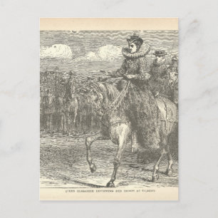 Queen Elizabeth I vid Tilbury Antique Engrave Vykort
