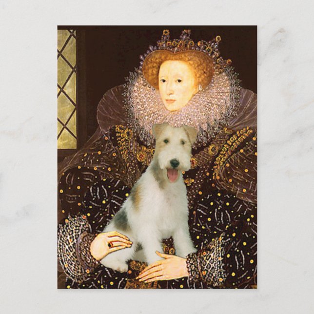 Queen Elizabeth I - Wire Fox Terrier #1 Vykort (Framsida)