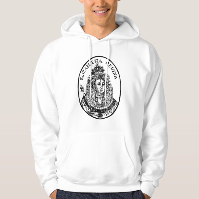 Queen Elizabeth I Woodcut Porträtt Hoodie (Framsida)