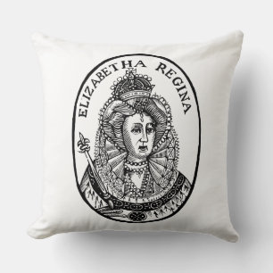 Queen Elizabeth I Woodcut Porträtt Kudde