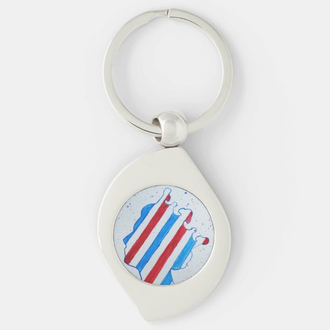 Queen Elizabeth II Jubilee Platinum England UK Swirl Silverfärgad Nyckelring (Framsidan)