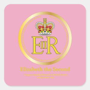 Queen Elizabeth II Reign Fyrkantigt Klistermärke